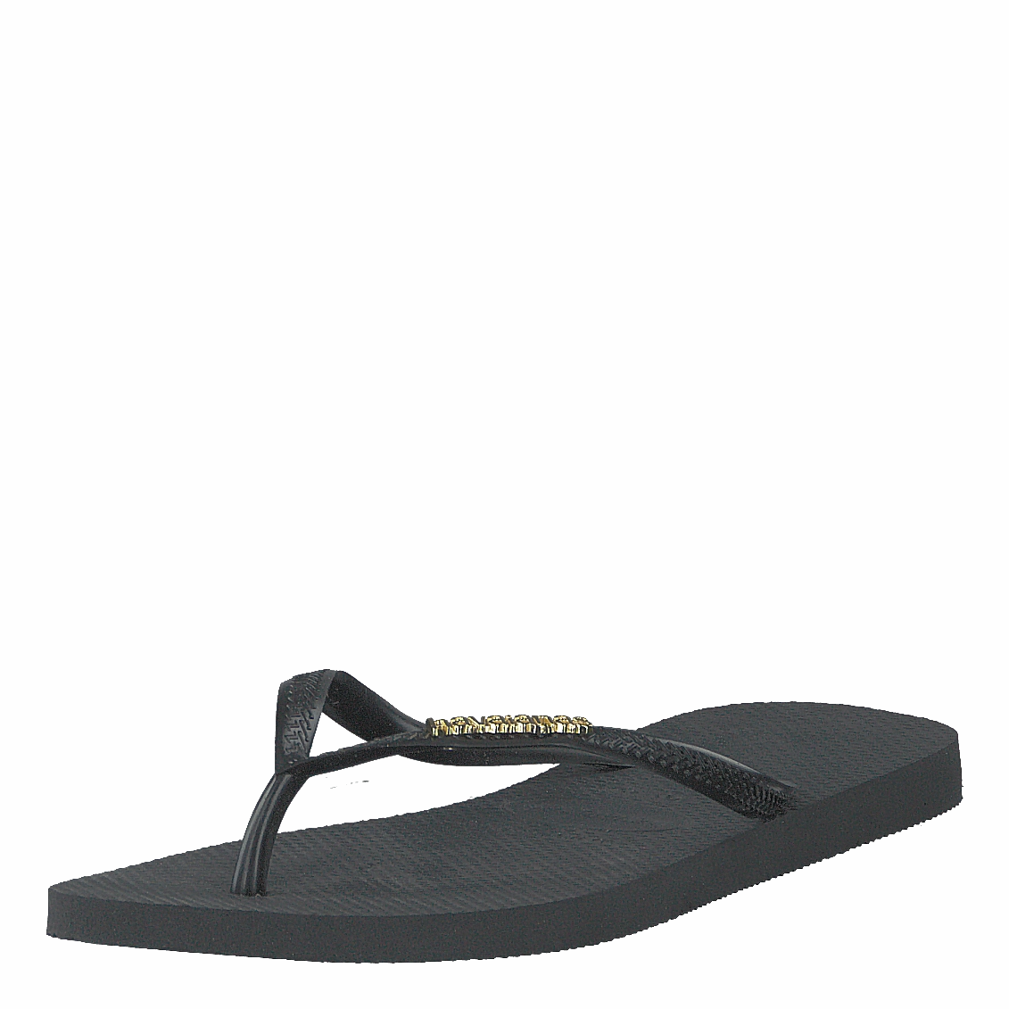 Slim Logo Metallic Black Flirty Flip Flops