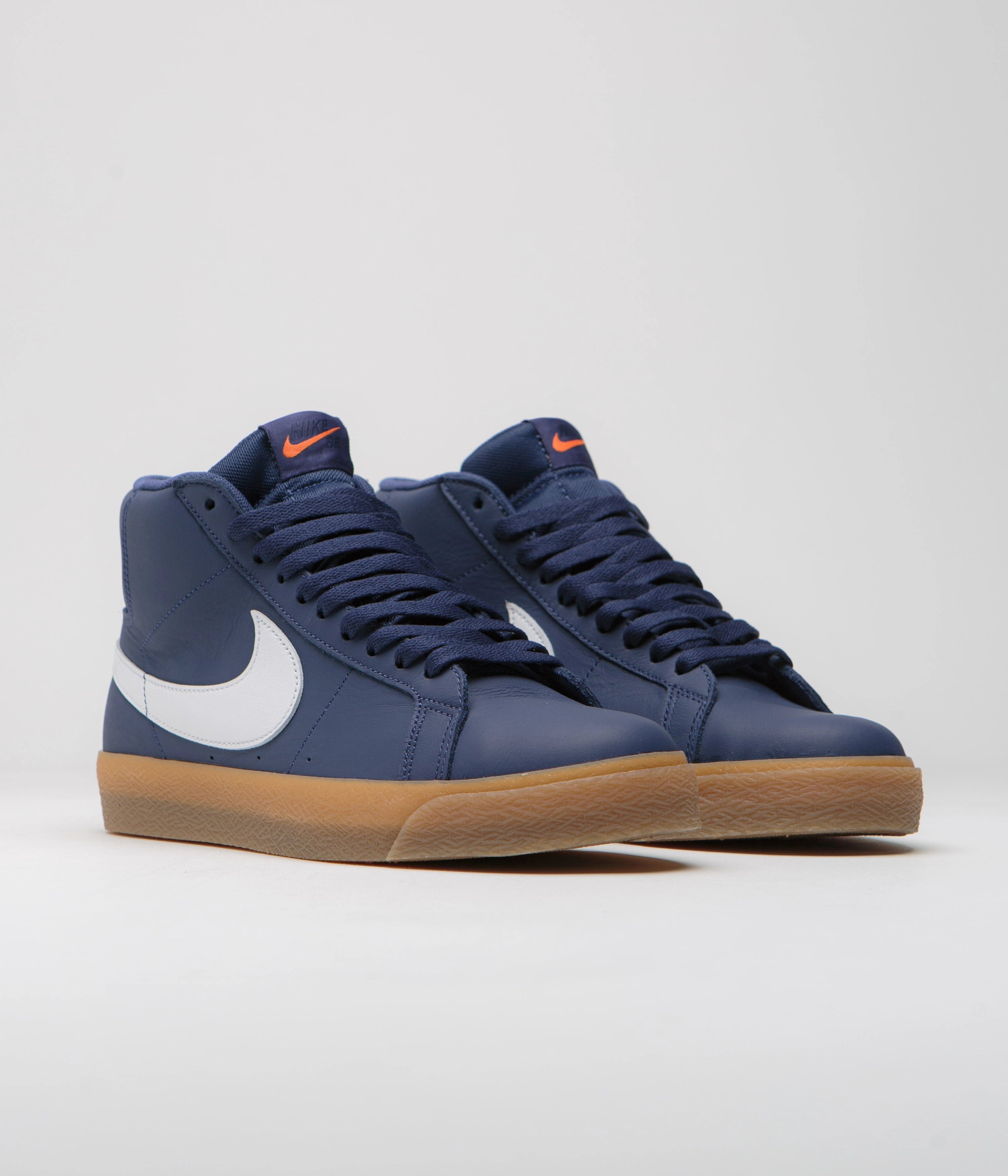 Nike SB Orange Label Blazer Mid Shoes - Navy / White - Navy - Gum Light Brown Asics Sports Style Shoes