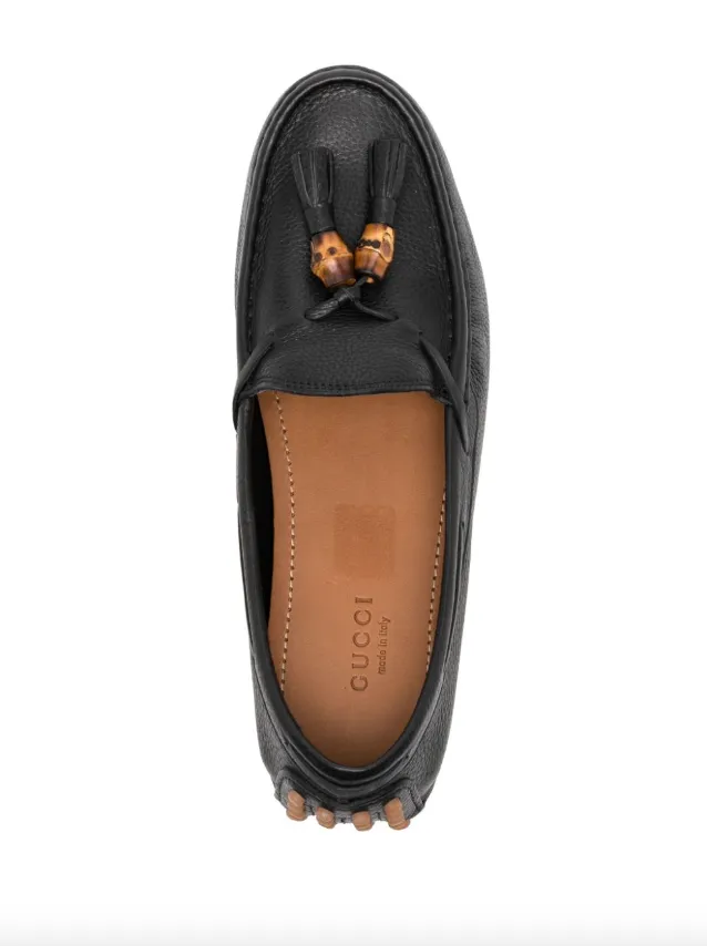 Gucci Black leather unlined lace-up driver shoes Hushpuppy Loafers