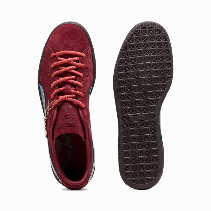 Puma Balr Shoes Puma Men's One Piece Suede Shanks Shoes - Burgundy