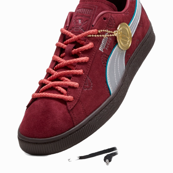 Puma Men's One Piece Suede Shanks Shoes - Burgundy Puma Cats Shoes