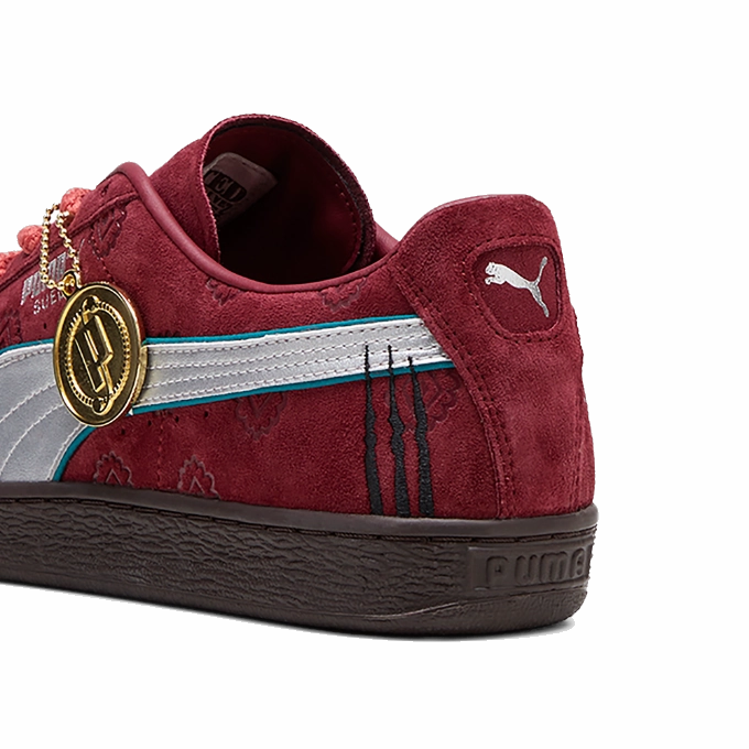 Puma Men's One Piece Suede Shanks Shoes - Burgundy Puma Golf Shoe Spikes