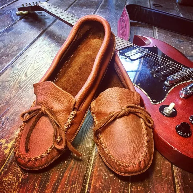 Slippers Band Hides in Hands Women's Vibram Rubber Sole Deerskin Moccasin