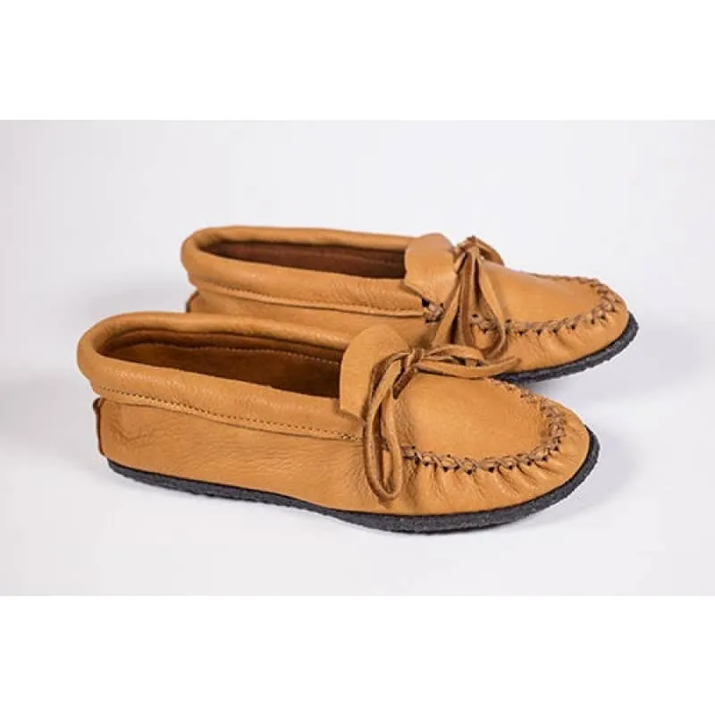 Hides in Hands Women's Vibram Rubber Sole Deerskin Moccasin Shearling Slippers Costco