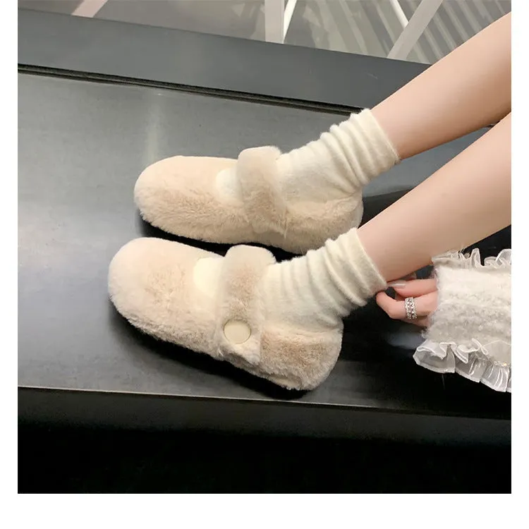 Seal Tasman Slippers Women Faux-Fur Loafers Cute Winter Fleece Flat Casual Shoes