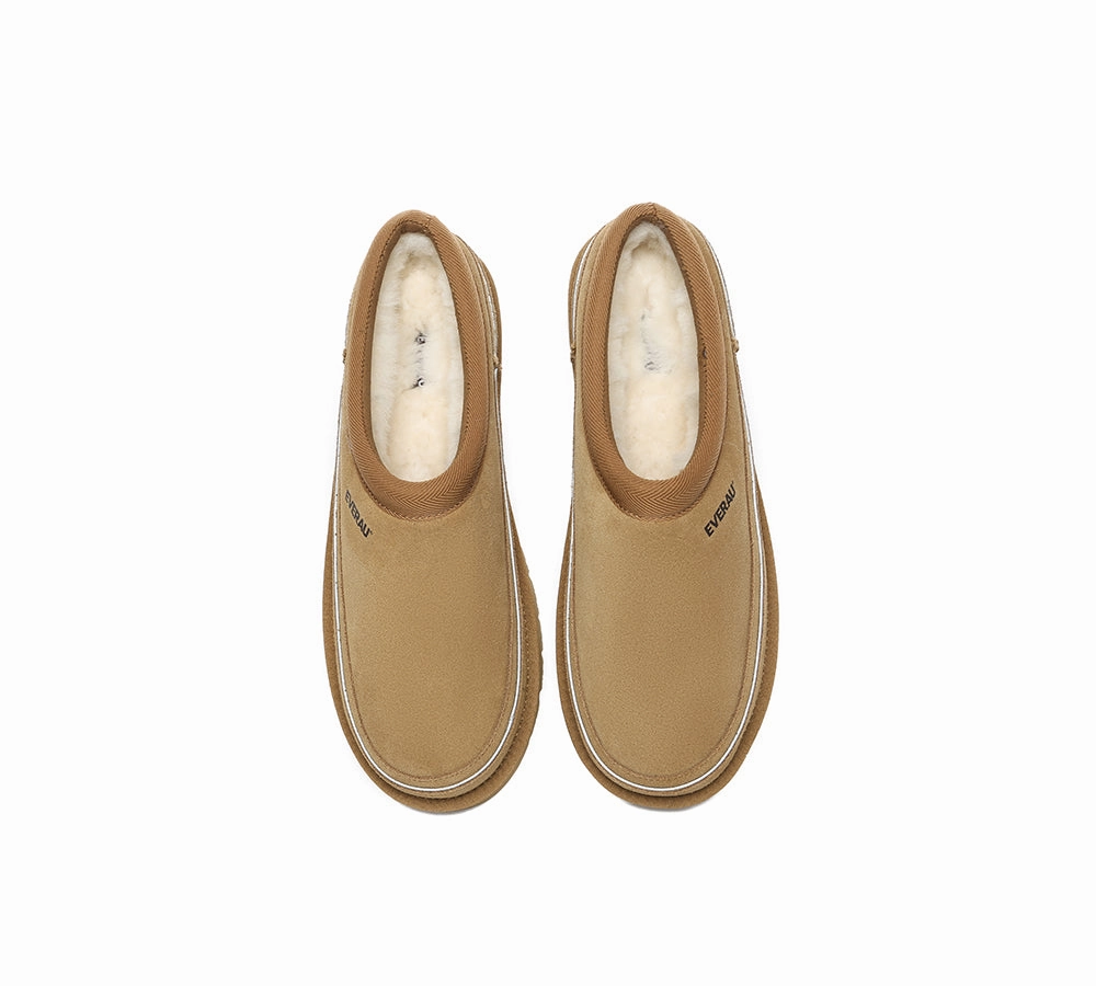 EVERAU UGG Slippers Men Sheepskin Wool Casual Skaftafell Home Slippers For Winter