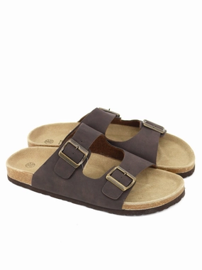 Men's Suede Slide,Dark Brown Rugged Slippers