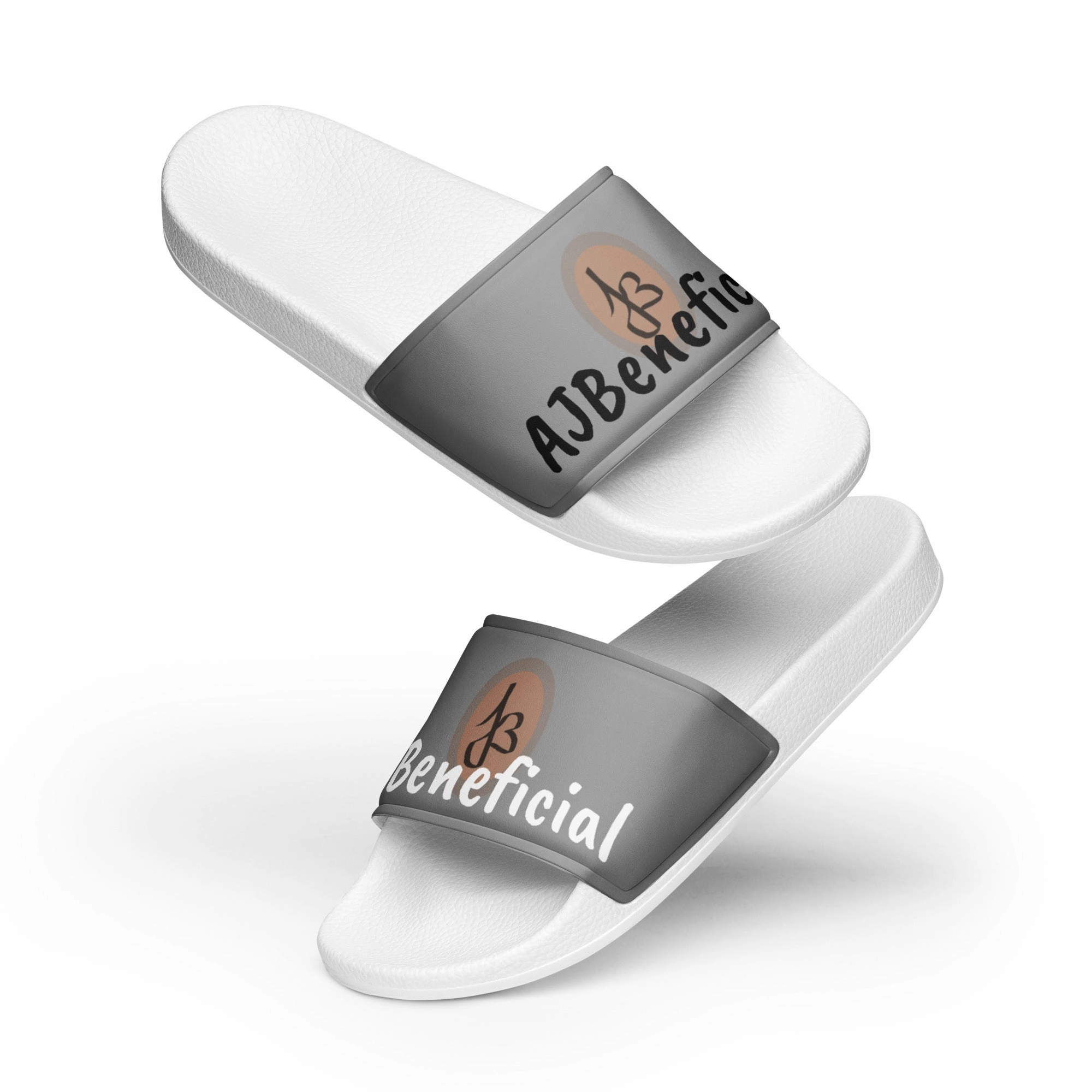 Mens slides Black & White AJBeneficial on Grey Slippers Ernie And Bert Slippers