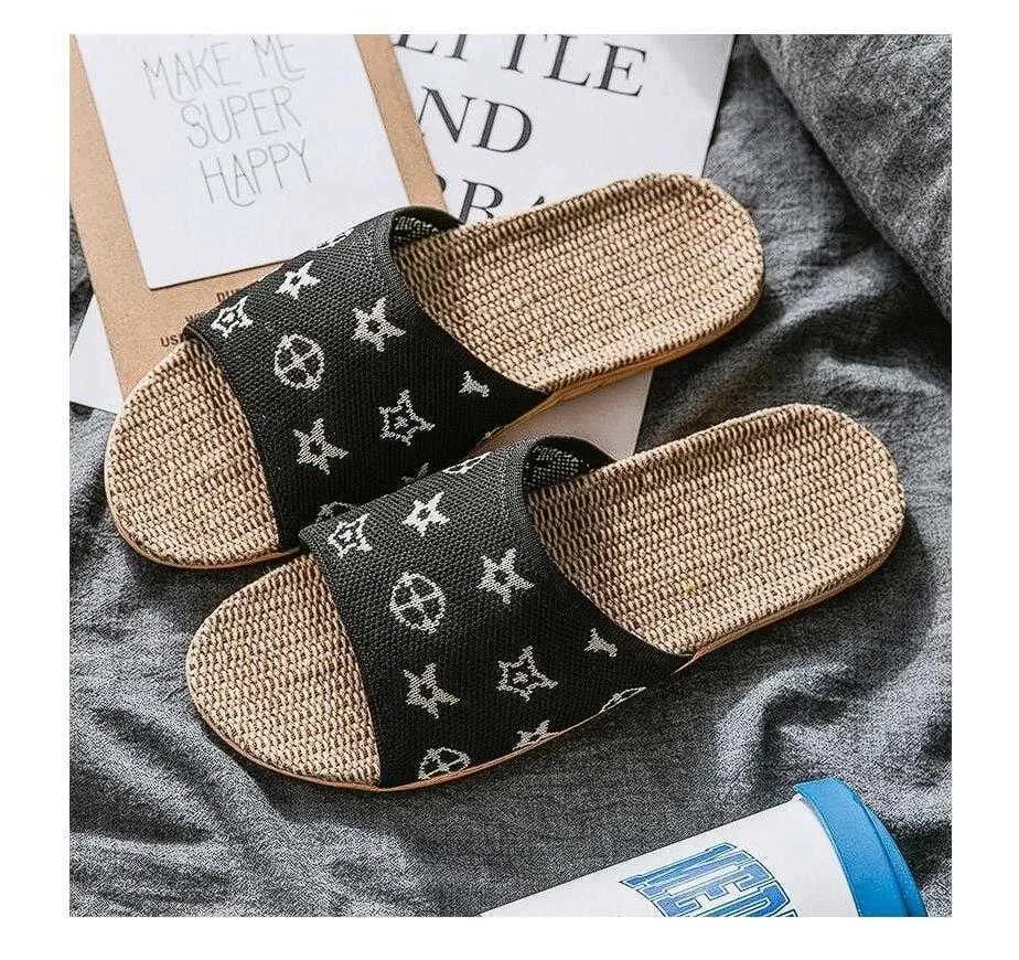Slippers Fashion Couples Home Indoor Four Seasons Soft Floor Linen Sandals    8958 Pretty Slippers