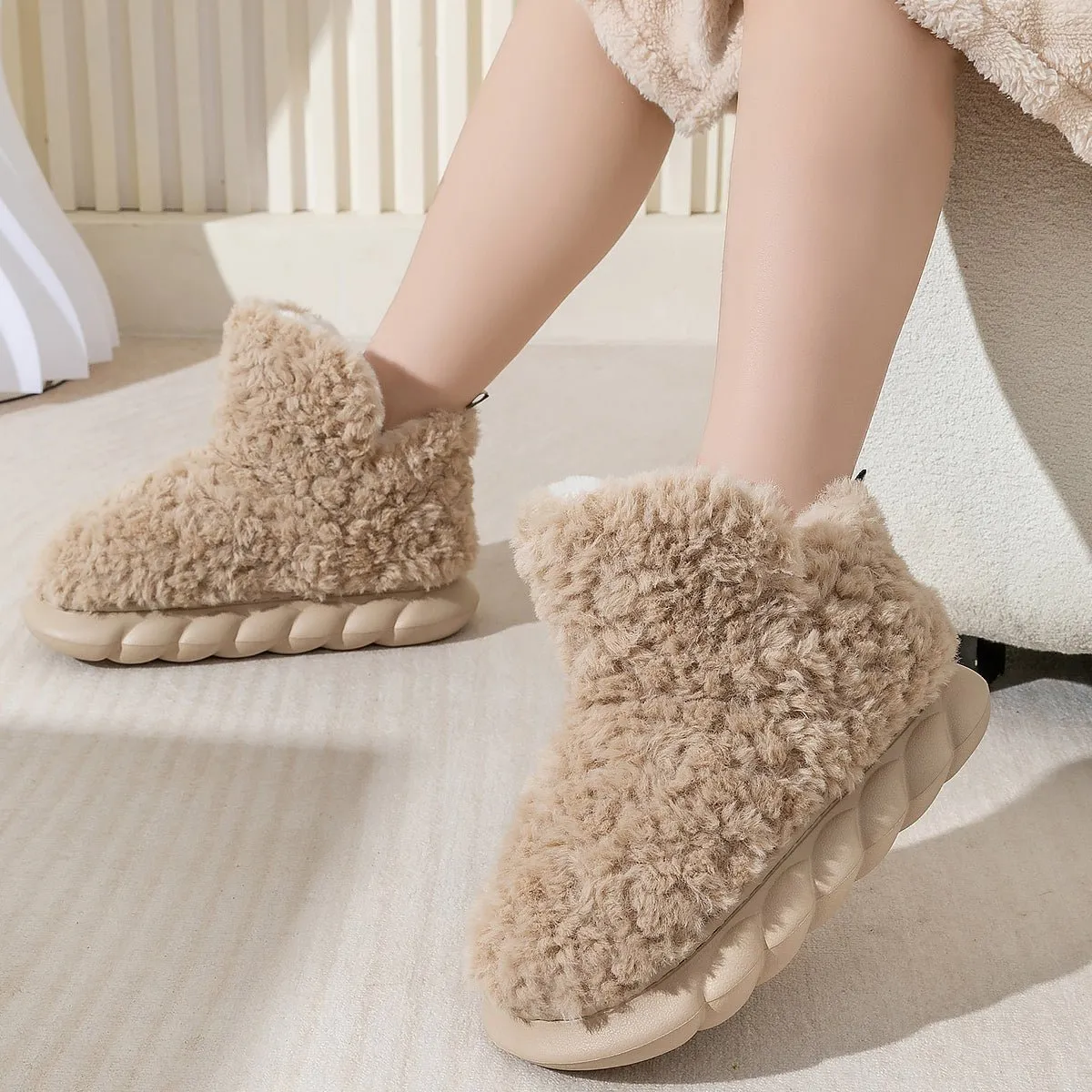 Womens Cute Fuzzy Slipper Boots Tow Mater Slippers