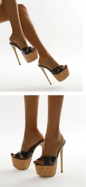 Slippers Tasman Slingback Peep-toe High Heels Platform