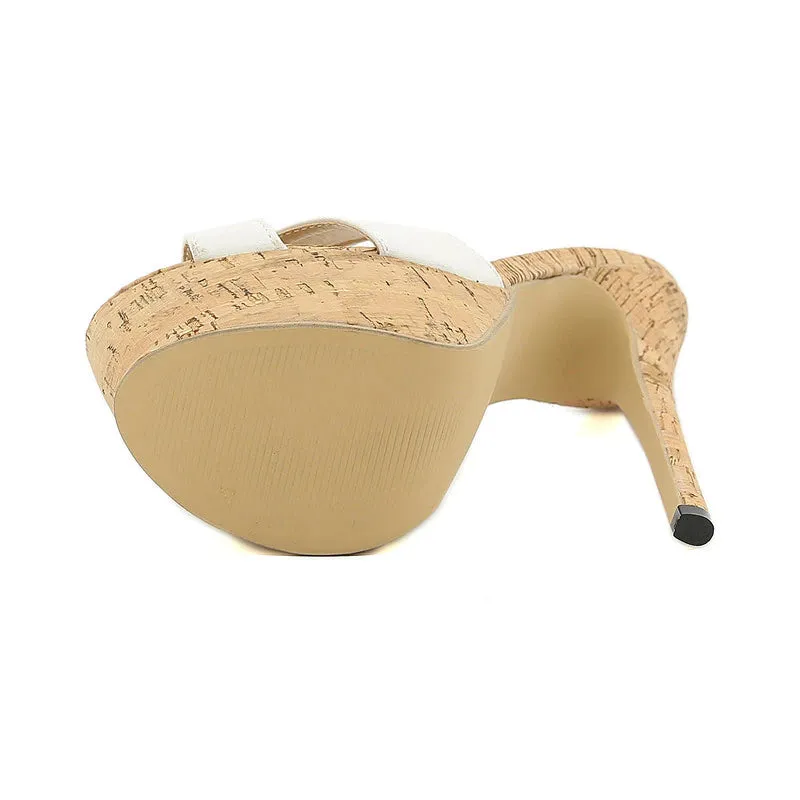 Slides With Cushion Slingback Peep-toe High Heels Platform