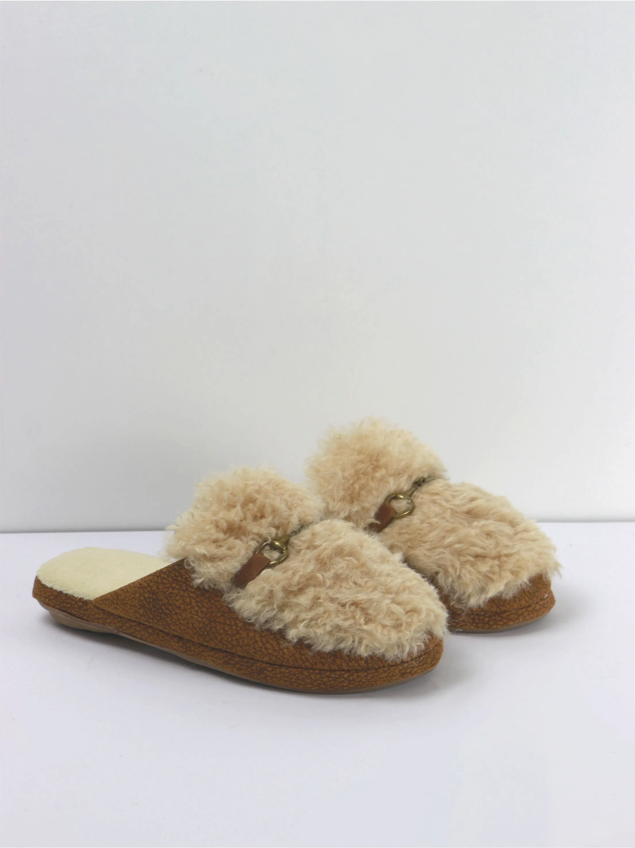 Holland Clog Slippers Women's Wool Rubber Sole Slippers,Brown