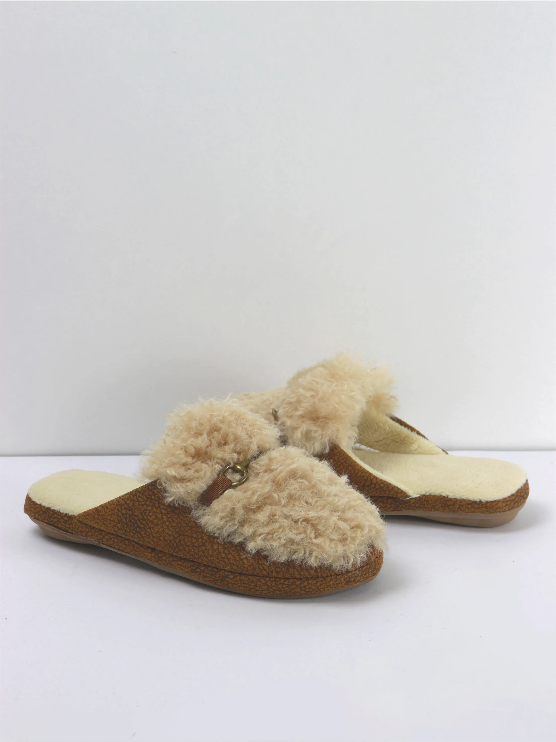 Very G Slippers Women's Wool Rubber Sole Slippers,Brown