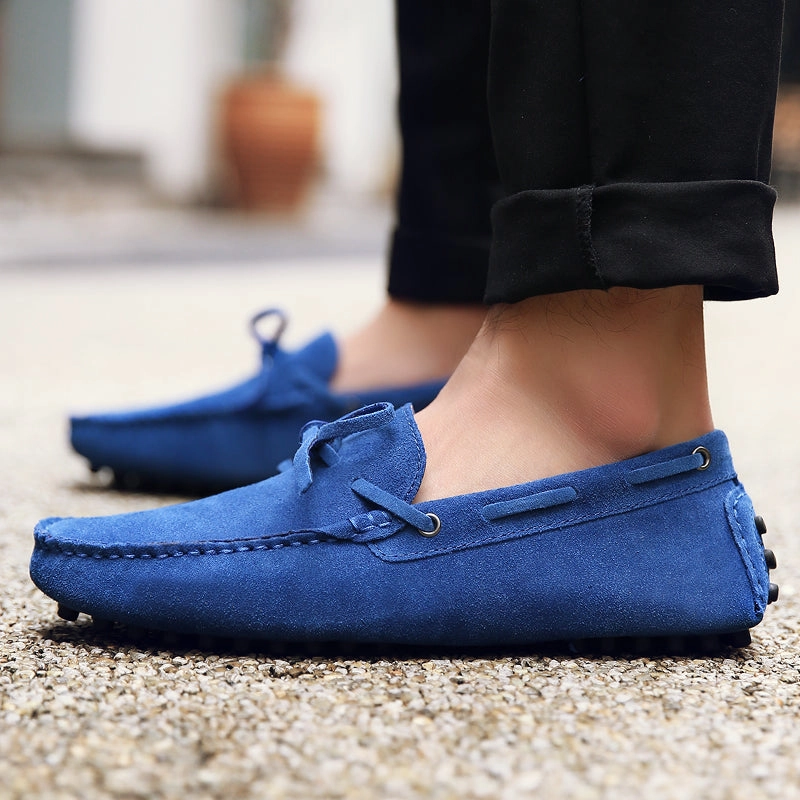 Men Casual Suede Genuine Leather Slip-On Shoes Casual Closed Shoes