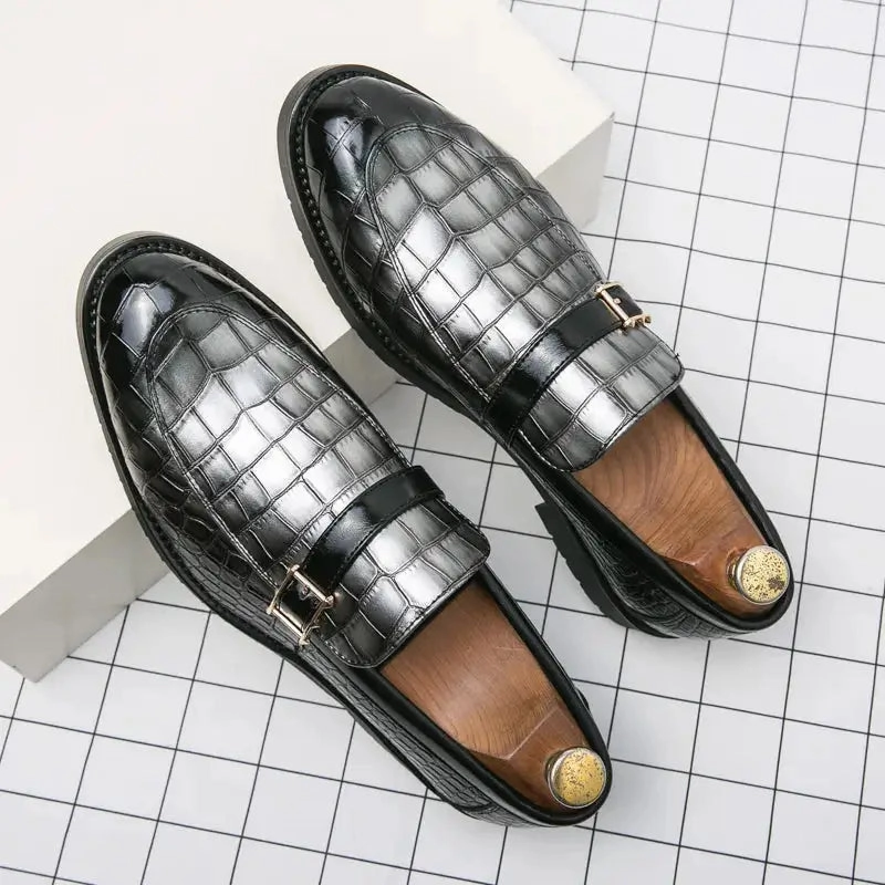 The Monzino - Men's Elegant Dress Shoes Monk-strap Loafers (Crocodile pattern) Whisker Loafers