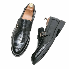 Ll Bean Loafers The Monzino - Men's Elegant Dress Shoes Monk-strap Loafers (Crocodile pattern)