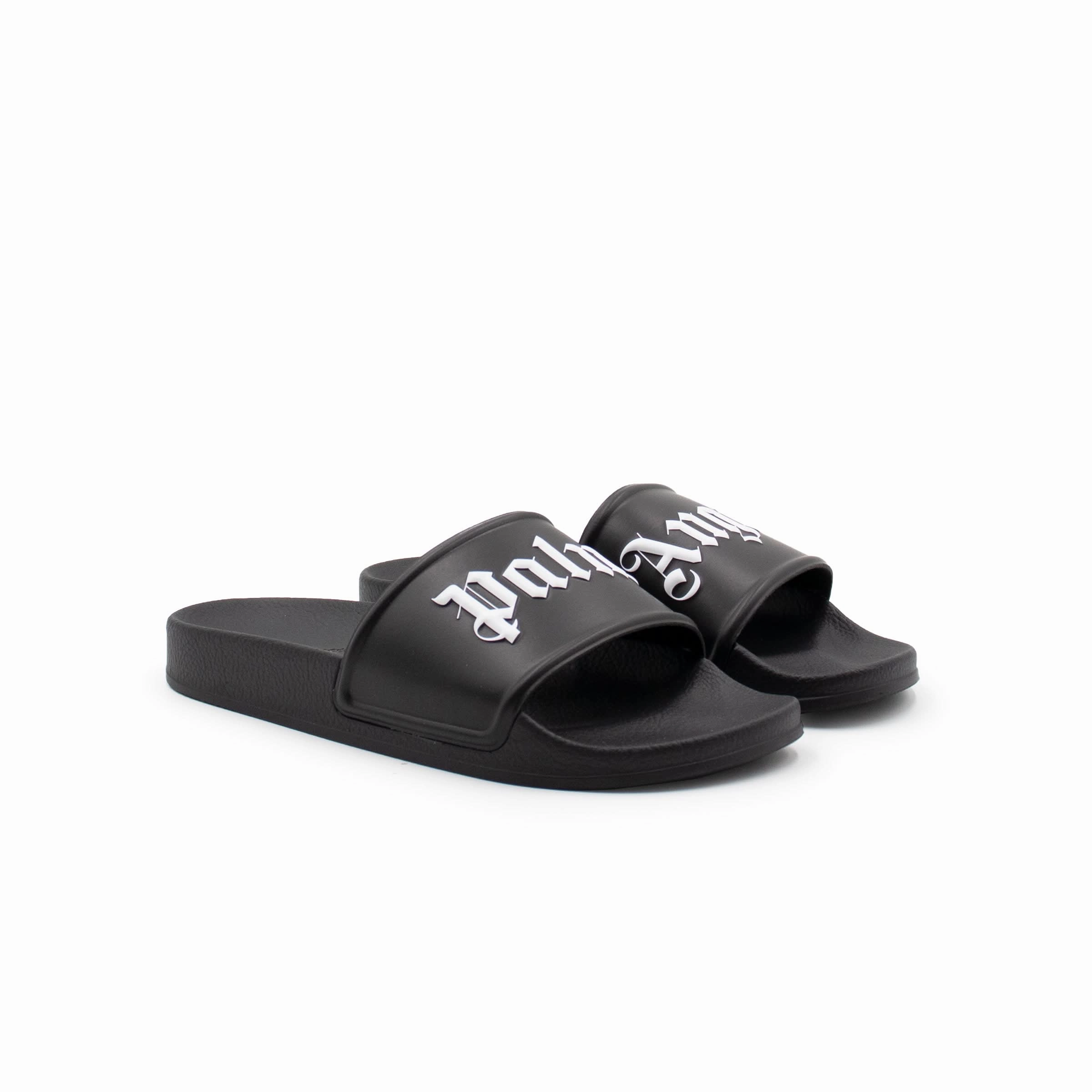Palm Angels Pool Slider in Black Mk Sandals Wedge