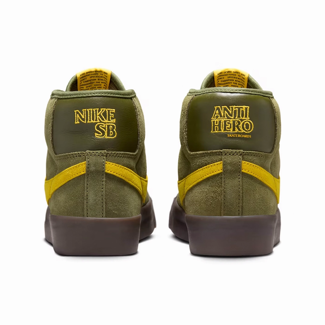 Wide Asics Shoes Antihero x Nike SB Zoom Blazer Mid Pro GT Rough Green/Amarillo-Black