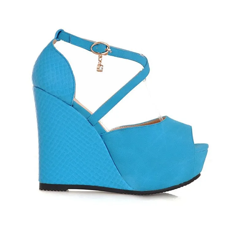 Steve Sandals Peep Toe Women's High Heel Platform Wedges Sandals