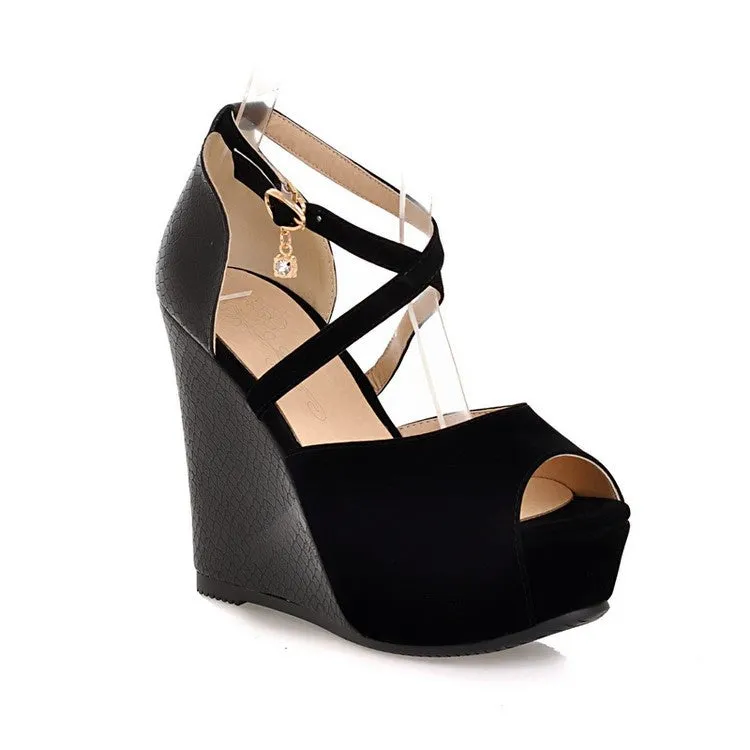 Diana Sandals Peep Toe Women's High Heel Platform Wedges Sandals