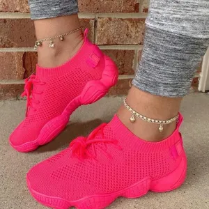 Women's fashion lightweight running shoes mesh breathable candy color sneakers Sneakers Application