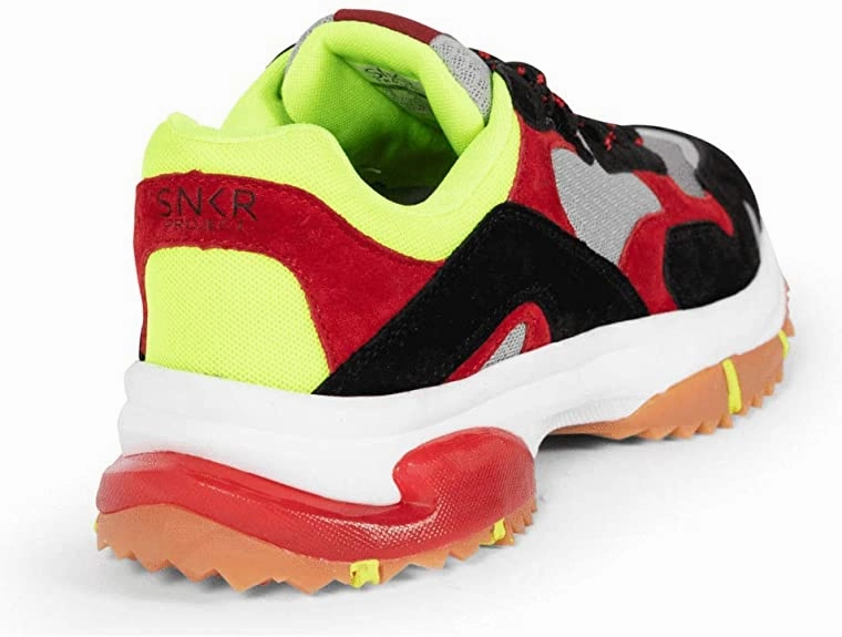 SNKR Project Men's Prospect Park Sneaker  Color Black/Red/Yellow Size 11M Running Shoes For Heel Strikers