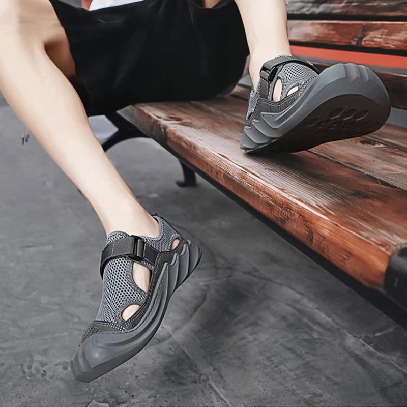 Sandals That Cover Toes Men's Summer Casual Breathable Mesh Soft Sole Sandals