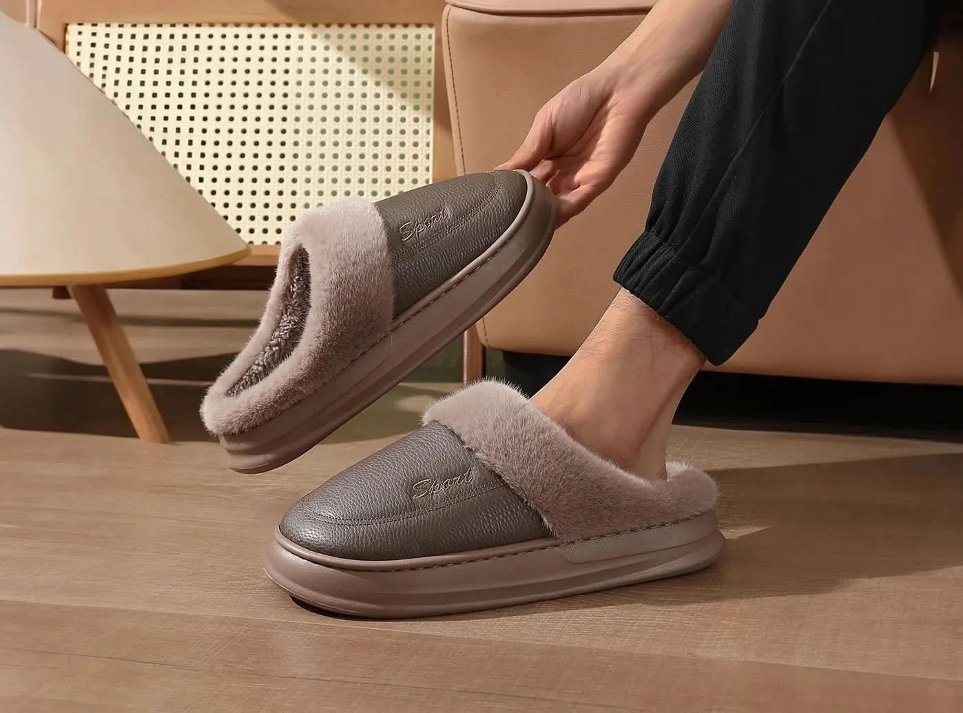 FitVille Men's Waterproof Winter Slippers Slippers Lavender