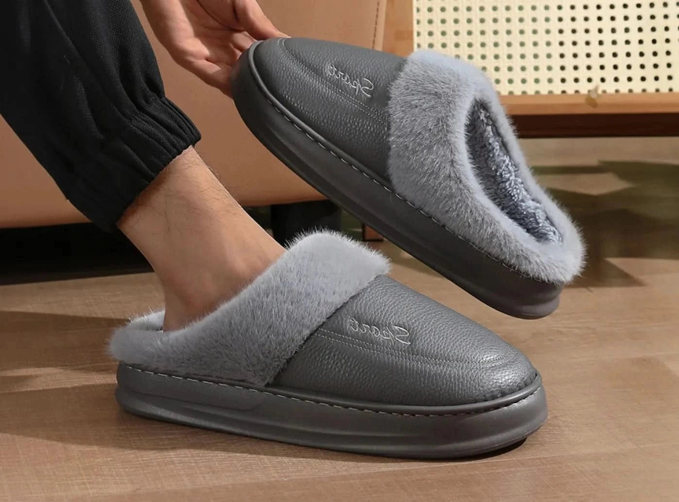 Slides Heels FitVille Men's Waterproof Winter Slippers