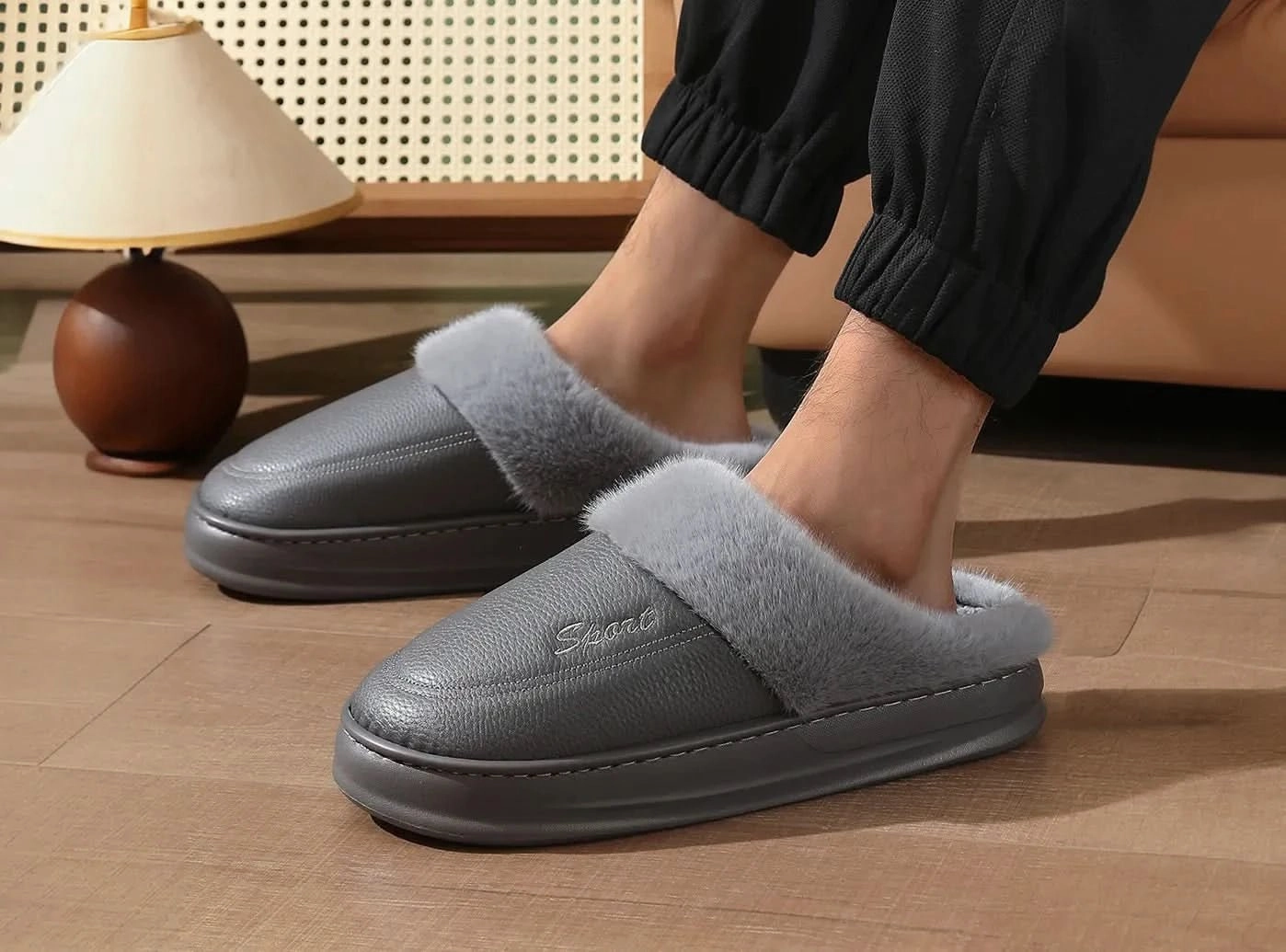 FitVille Men's Waterproof Winter Slippers Summer Bedroom Slippers