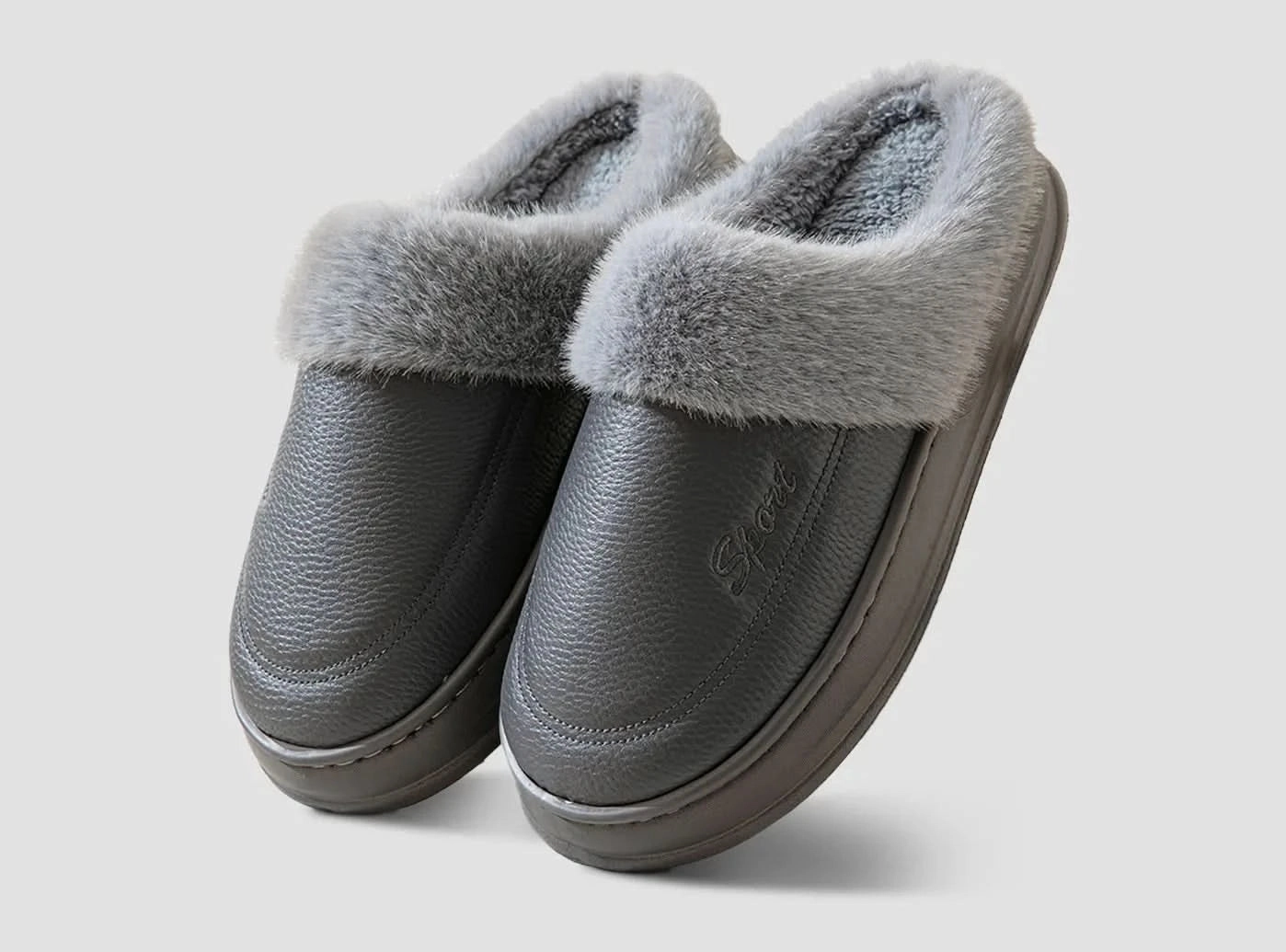 FitVille Men's Waterproof Winter Slippers Burrow Slides