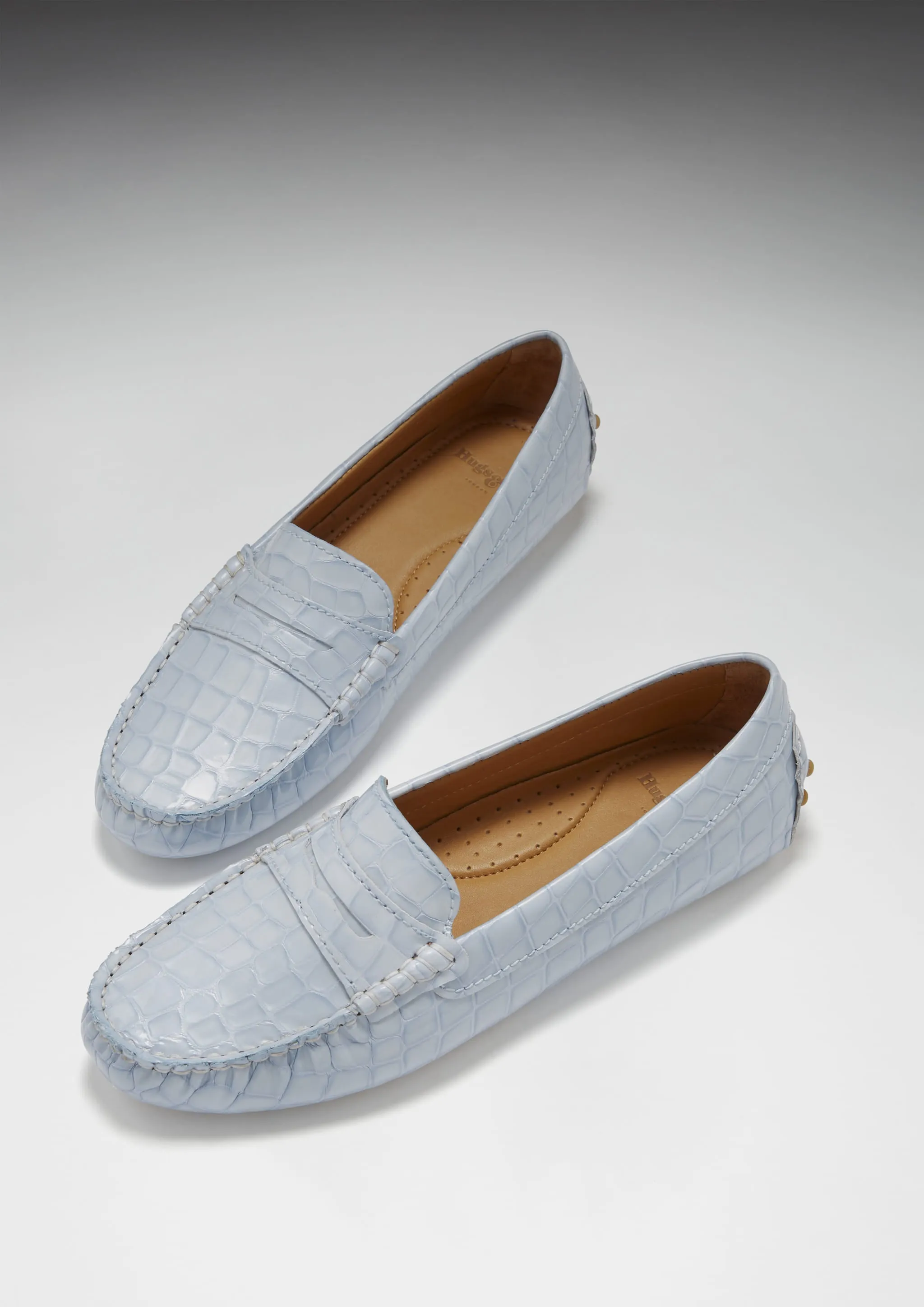 Women's Penny Driving Loafers, powder blue print patent leather Loafers Macy's