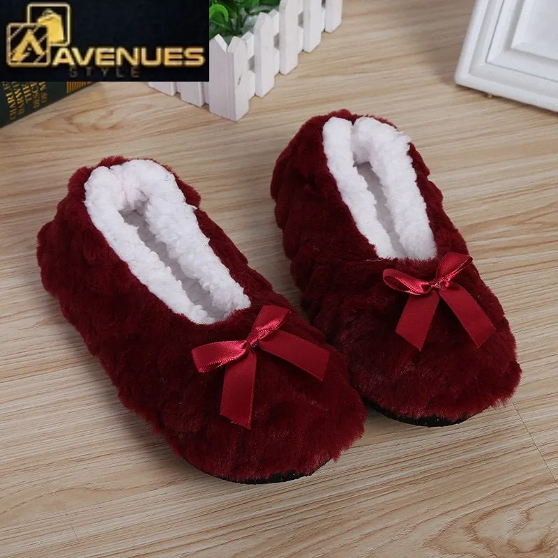 Slippers With Laces Soft Plush Indoor Home Slippers