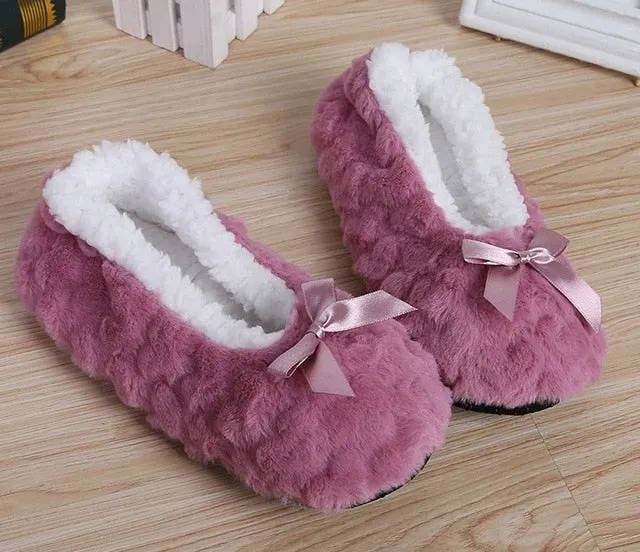 Shearling Suede Slippers Soft Plush Indoor Home Slippers