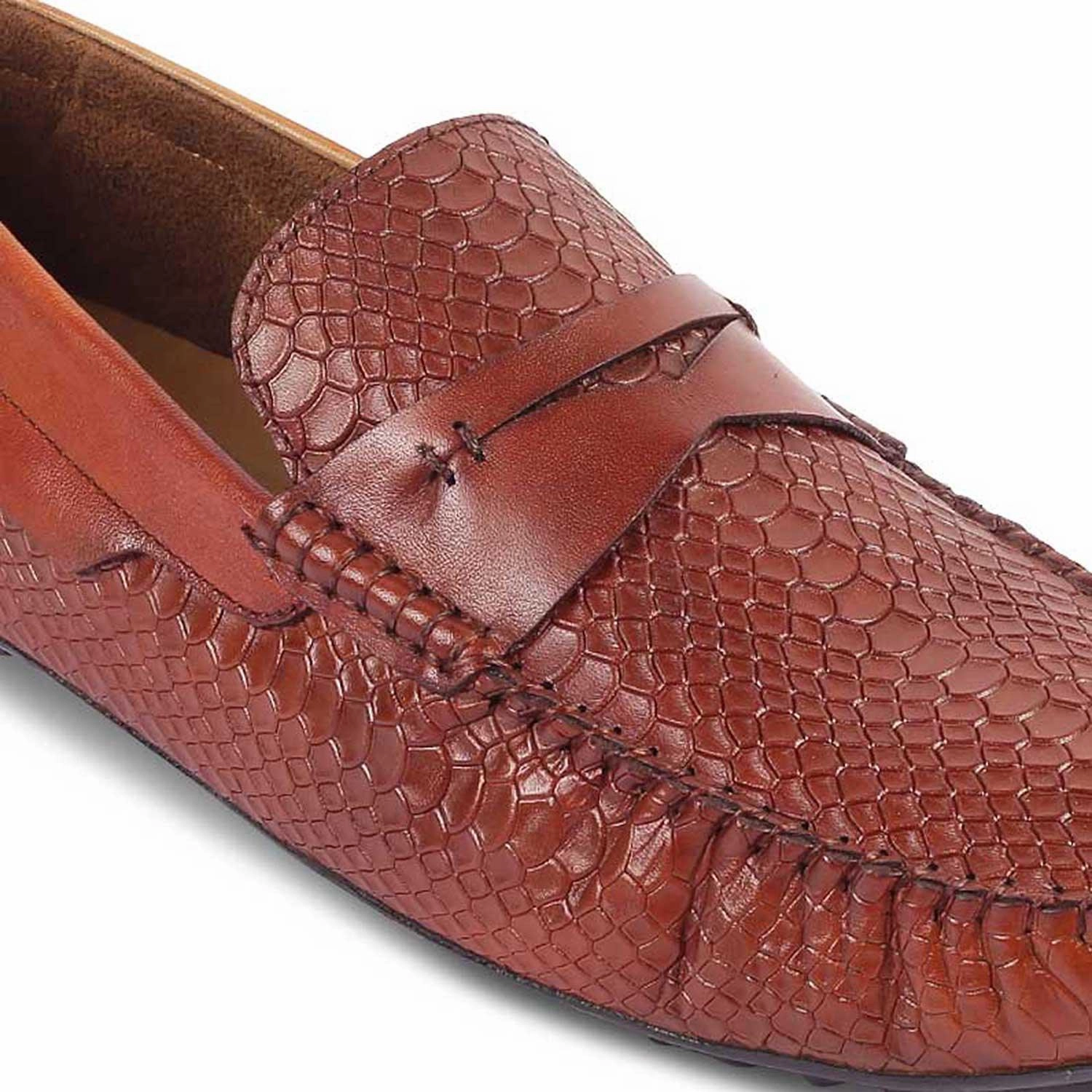 The Argon Tan Men's Leather Driving Loafers Tresmode Loafers Massimo
