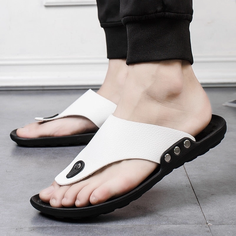 Tao Slippers YRZL Men's Summer Faux Leather Slipper Sandals