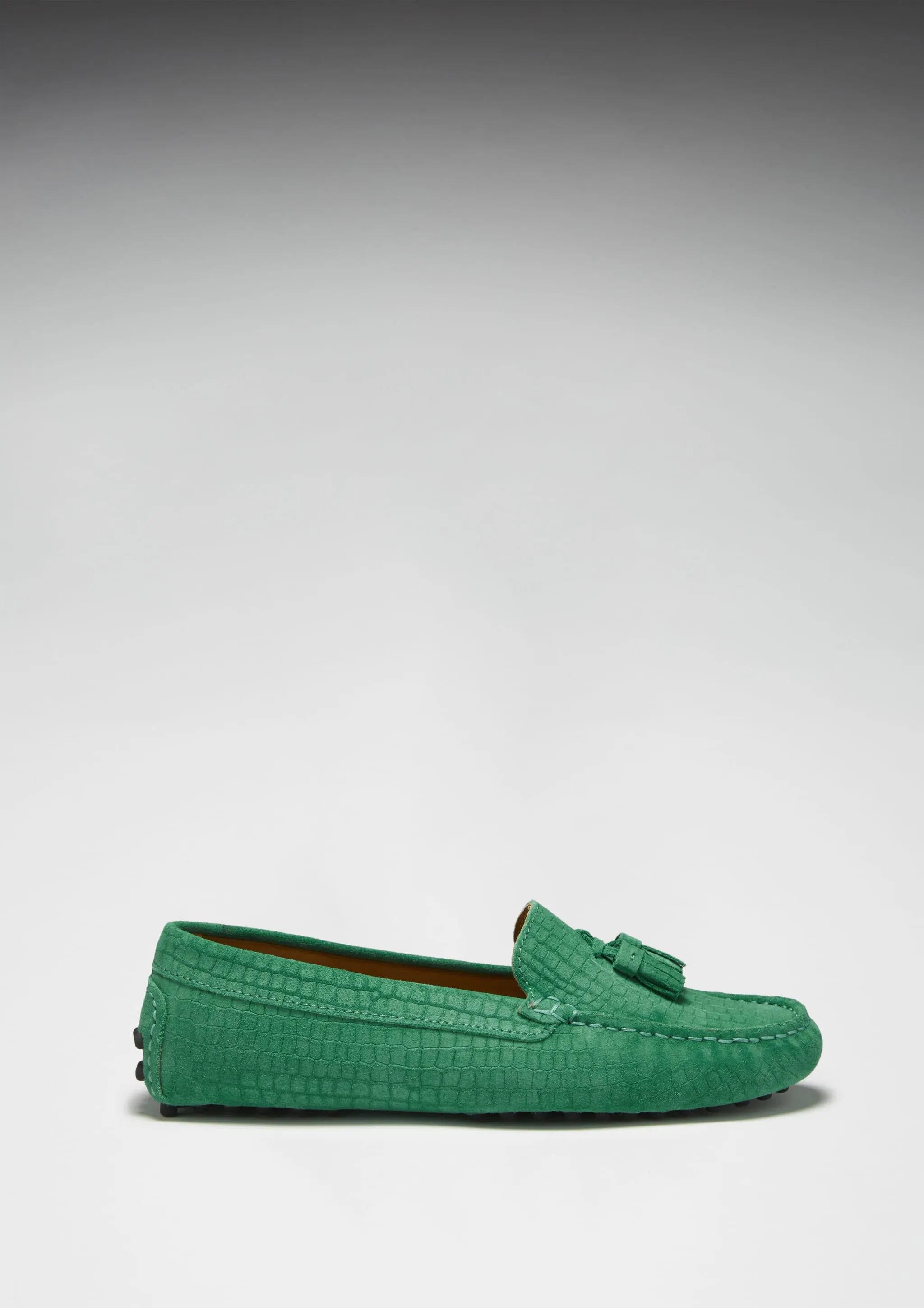 Women's Tasselled Driving Loafers, emerald embossed suede Alfani Loafers