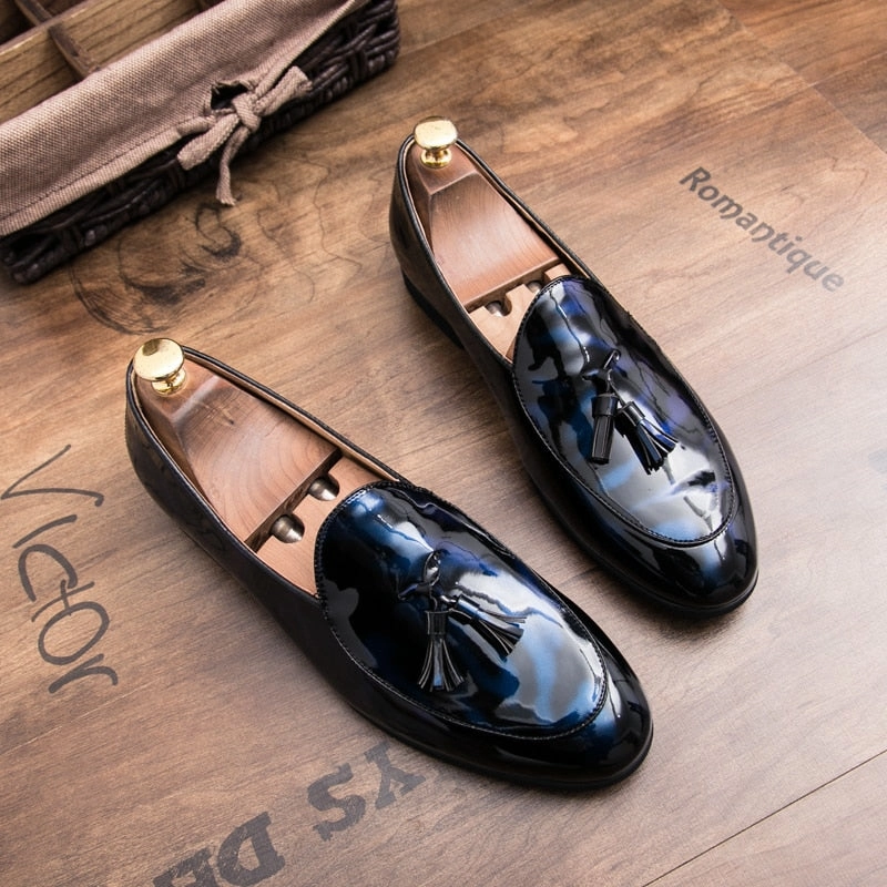 Loafers With Heel il Lussone - Italian Style Patent Leather tassel Loafers for Men