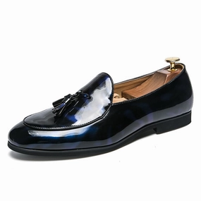 il Lussone - Italian Style Patent Leather tassel Loafers for Men Baggy Jeans And Loafers