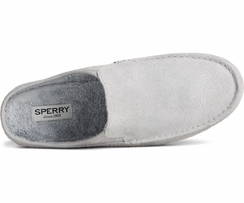 Sperry Men's Moc-Sider Suede Slippers- Grey Acorns Slippers