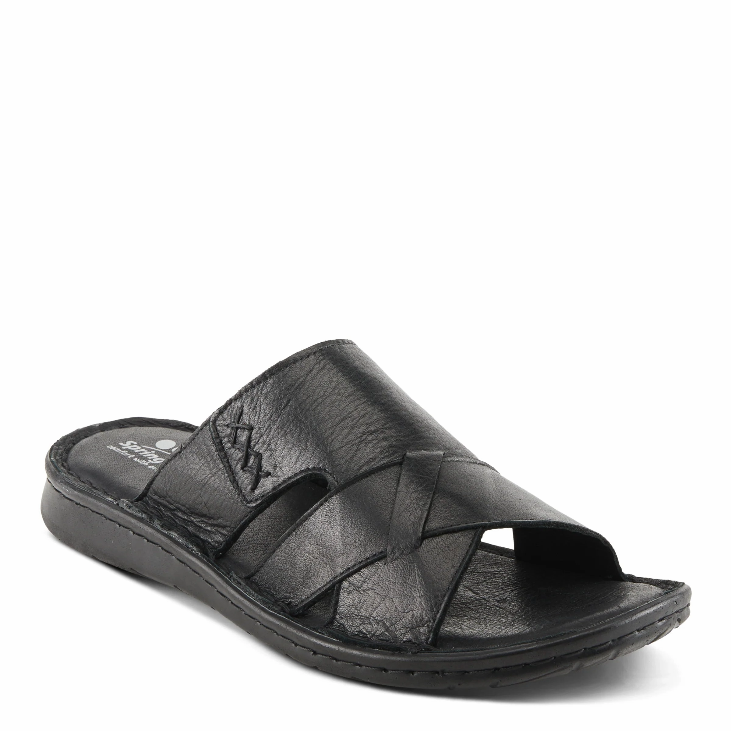 Spring Steps Men's Nunzio Slide In Sandals - Black Leather St Lucia Sandals