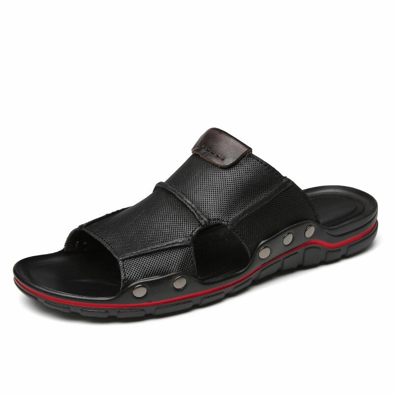 Ruby Slippers Sold At Auction SSX Men's Summer Genuine Leather Slipper Sandals