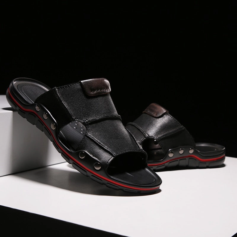 Care Bear Slippers SSX Men's Summer Genuine Leather Slipper Sandals