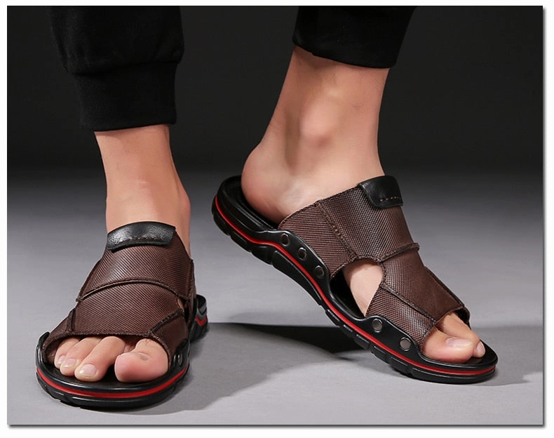 SSX Men's Summer Genuine Leather Slipper Sandals Slippers Good Support