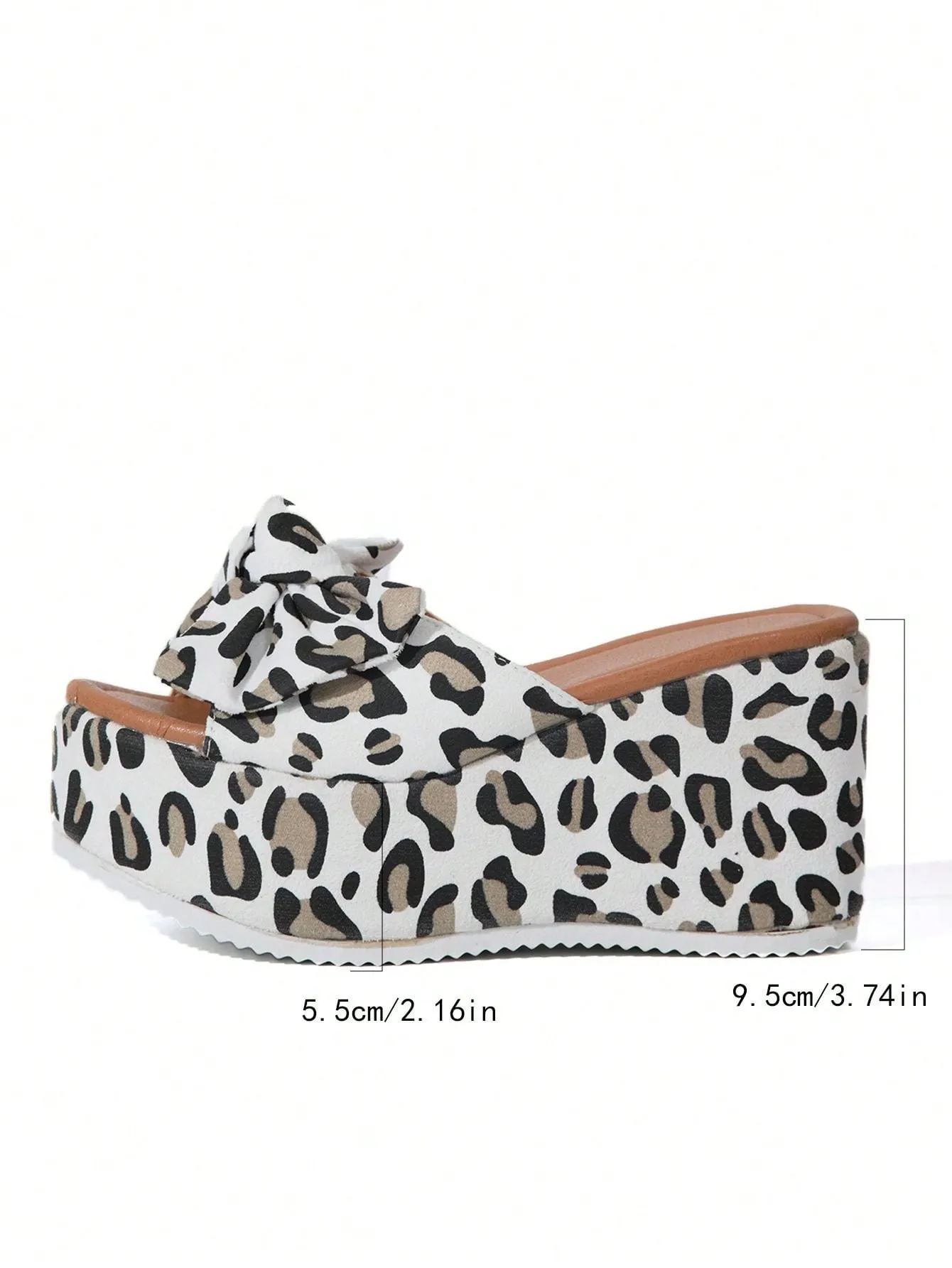 2024 Trendy White Leopard Bow Platform Wedge Sandals for Women Yuu Sandals