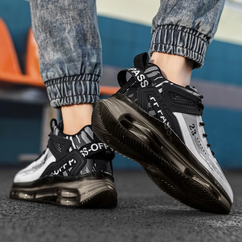 Running Shoes For Flat Footed Person Stay Stylish and Active with Men's Fashion Outdoor Jogging Sneakers - Mesh Breathable Cushioning - Black Basket Footwear in Big Sizes