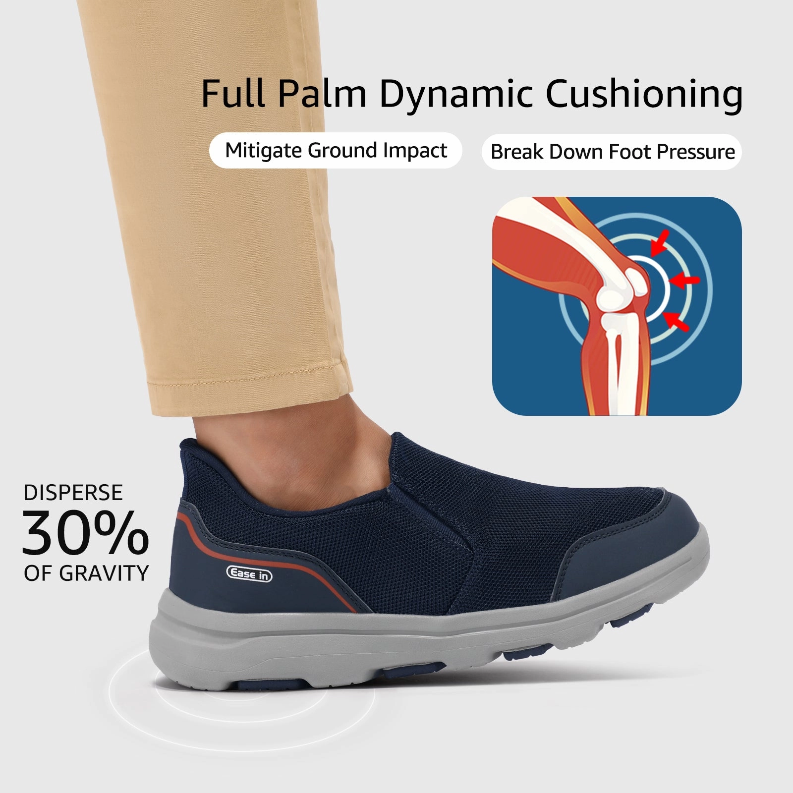 STQ Mens Orthopedic Walking Shoes Comfortable Slip on Sneakers for Plantar Fasciitis Spectator Shoes Flats