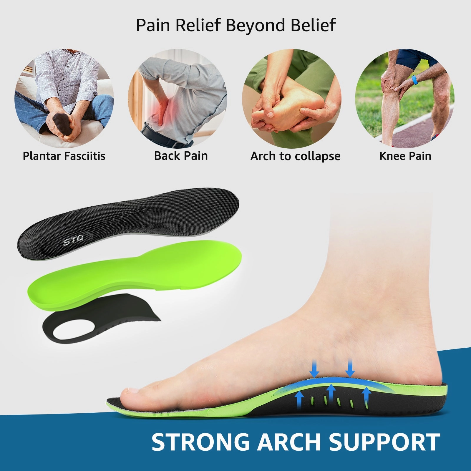 STQ Mens Orthopedic Walking Shoes Comfortable Slip on Sneakers for Plantar Fasciitis Feather Flat Shoes