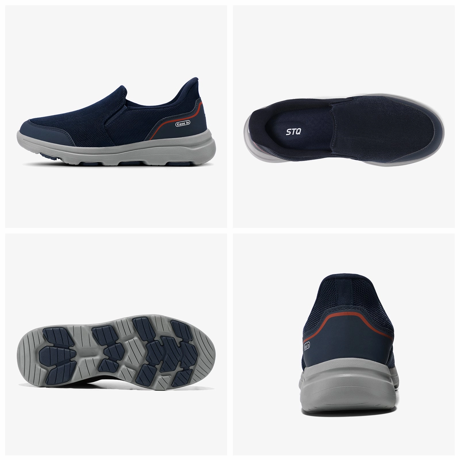 Flat Shoes Wide Fitting STQ Mens Orthopedic Walking Shoes Comfortable Slip on Sneakers for Plantar Fasciitis